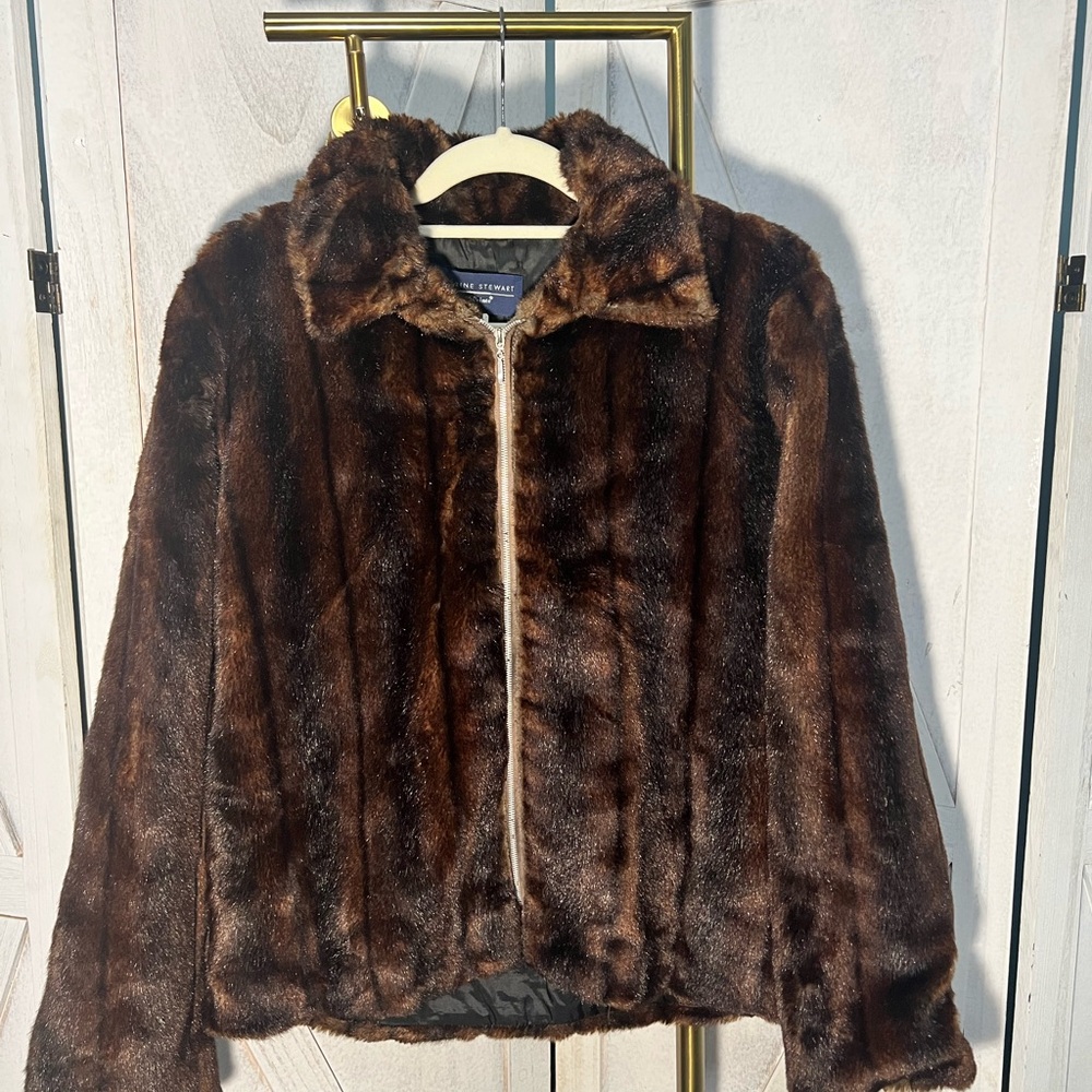 Chic Brown Faux Fur Jacket